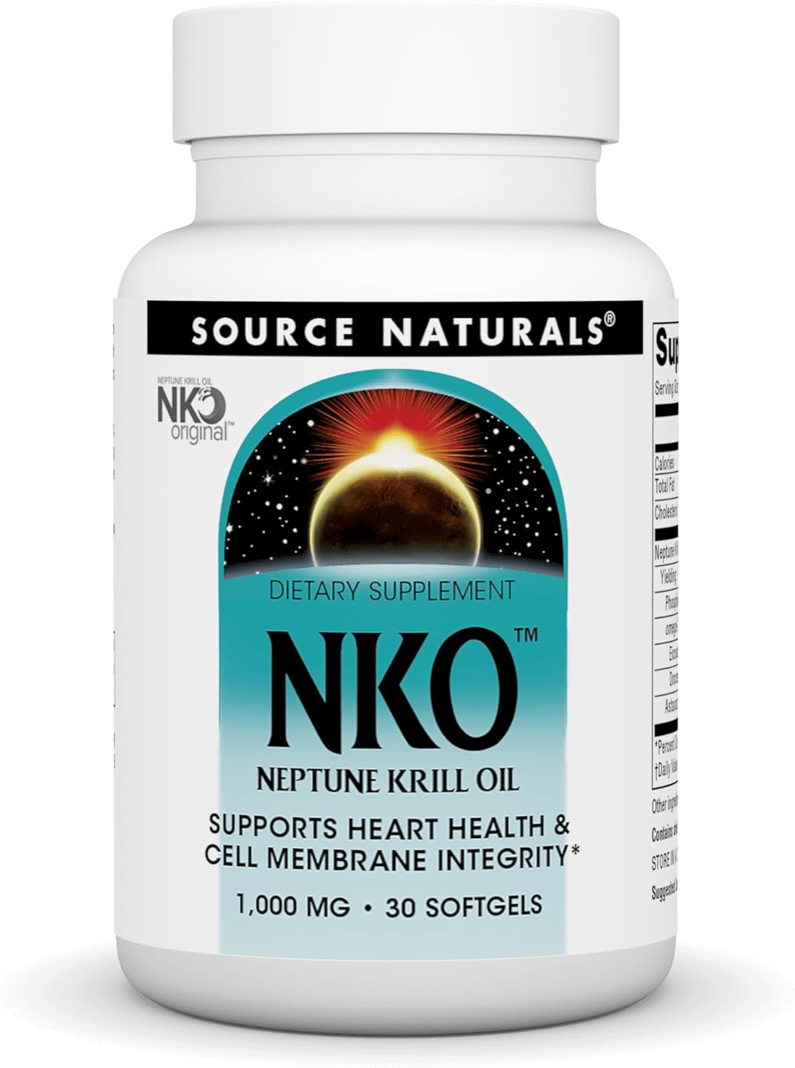 Source Naturals Krill Oil NKO softgels bottle display