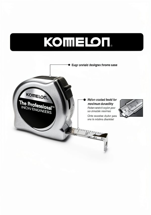 Komelon Tape Measure High Visibility Nylon Blade Slide Lock-7