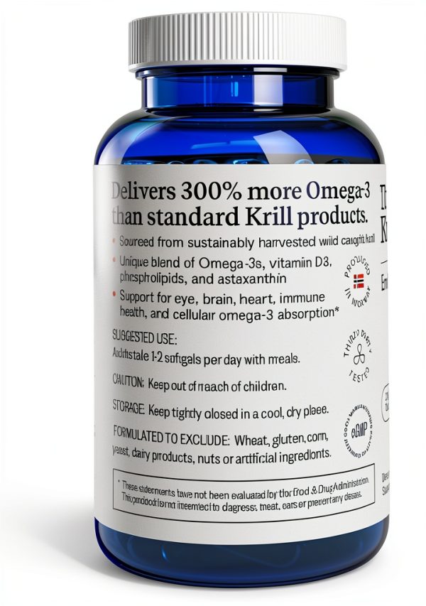 Krill Oil Supplement High Omega3 EPA DHA Vitamin D-2