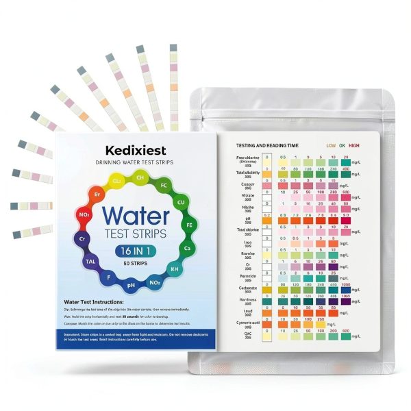 Kedixiest Drinking Water Test Kit 16-in-1 50 Strip Pack for Home and-0