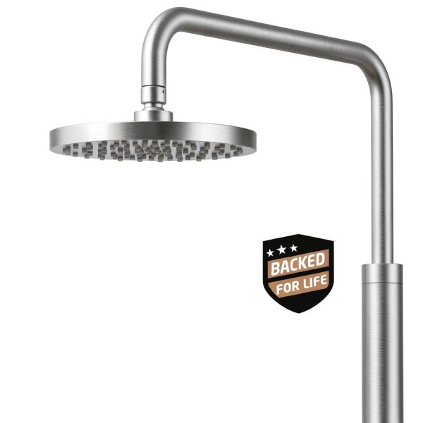 Natural Marble Outdoor Shower KES Marble Base Steel 8" Rainhead-1