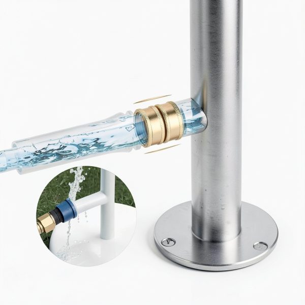 Natural Marble Outdoor Shower KES Marble Base Steel 8" Rainhead-4