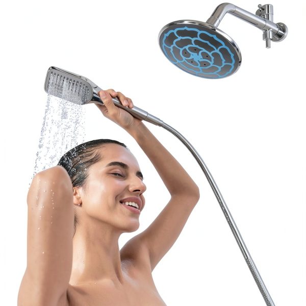 Outdoor Solar Heated Shower 360 Rotating Rainfall Handheld by Outsunny-8