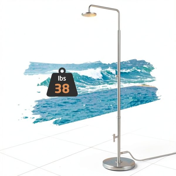 Natural Marble Outdoor Shower KES Marble Base Steel 8" Rainhead-3