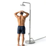 Natural Marble Outdoor Shower KES Marble Base Steel 8" Rainhead-0