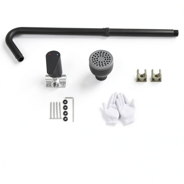 Outdoor Shower Kit Kitpop Matte Black Stainless Steel Wall-Mount Set-6