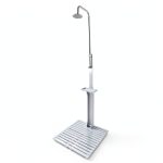 Outdoor Shower TURRIDU Station with Adjustable Pressure Shelf Gray-0