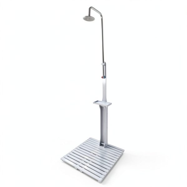 Outdoor Shower TURRIDU Station with Adjustable Pressure Shelf Gray-0