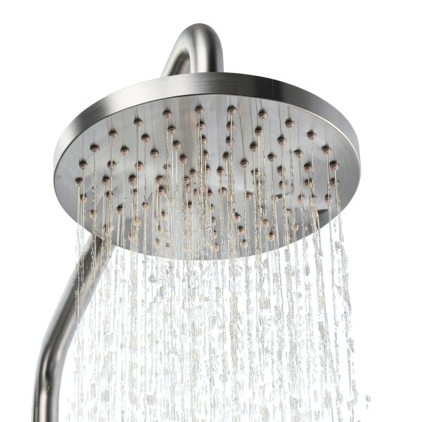 Natural Marble Outdoor Shower KES Marble Base Steel 8" Rainhead-7
