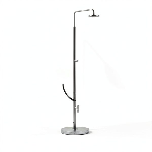 Natural Marble Outdoor Shower KES Marble Base Steel 8" Rainhead-8