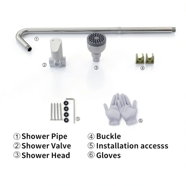 Kitpop Outdoor Shower Kit, Stainless Steel Shower Fixture Combo Set High Pressure Shower Head & Valve Controls, Environmentally Friendly, Outdoor Backyard Poolside Beach Spa, Polished Chrome-3