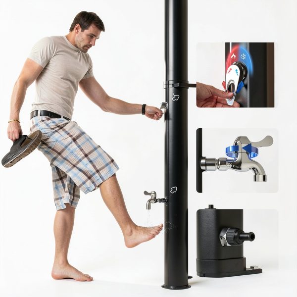 Outsunny 7.1FT Solar Heated Outdoor Shower 9.2 Gal with Rotating Head-5