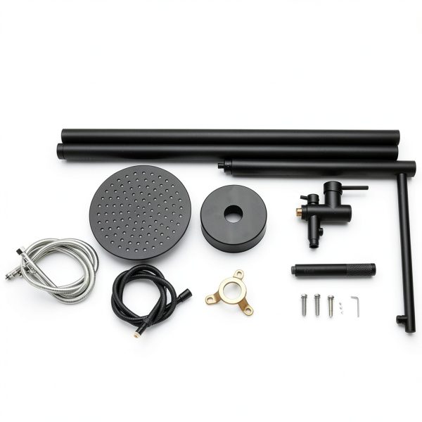 Freestanding Outdoor Shower - Outside Drench Shower for Backyard Garden/Swimming Pool/Beach Courtyard - Outdoor Shower Column with 10" Rain Shower Head and Handheld, Matte Black-5