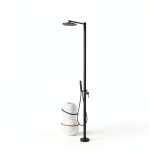 Freestanding Outdoor Shower - Outside Drench Shower for Backyard Garden/Swimming Pool/Beach Courtyard - Outdoor Shower Column with 10" Rain Shower Head and Handheld, Matte Black-0