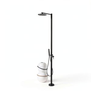 Freestanding Outdoor Shower - Outside Drench Shower for Backyard Garden/Swimming Pool/Beach Courtyard - Outdoor Shower Column with 10" Rain Shower Head and Handheld, Matte Black-0