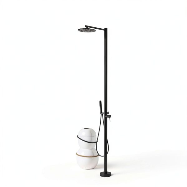 Freestanding Outdoor Shower - Outside Drench Shower for Backyard Garden/Swimming Pool/Beach Courtyard - Outdoor Shower Column with 10" Rain Shower Head and Handheld, Matte Black-0