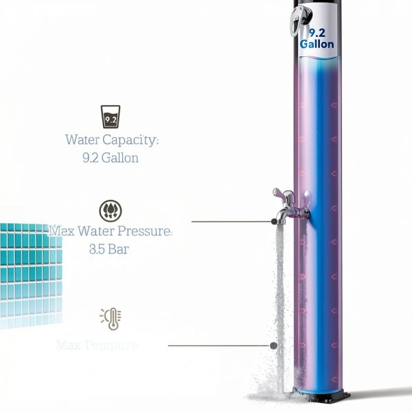 Outsunny 7.1FT Solar Heated Outdoor Shower 9.2 Gal with Rotating Head-2