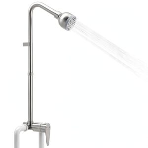 Kitpop Outdoor Shower Kit, Stainless Steel Shower Fixture Combo Set High Pressure Shower Head & Valve Controls, Environmentally Friendly, Outdoor Backyard Poolside Beach Spa, Polished Chrome-0