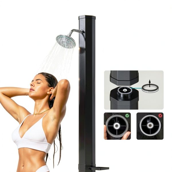 Outsunny 7.1FT Solar Heated Outdoor Shower 9.2 Gal with Rotating Head-8