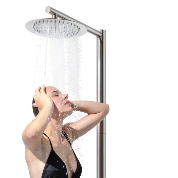Freestanding Outdoor Shower by AYWSTC - Brushed Nickel, 10" Rain Head,-2